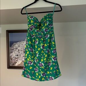 GAP Strapless Green Floral Dress